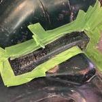 Masked around the piece and sprayed adhesive