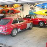 In the garage like cord wood